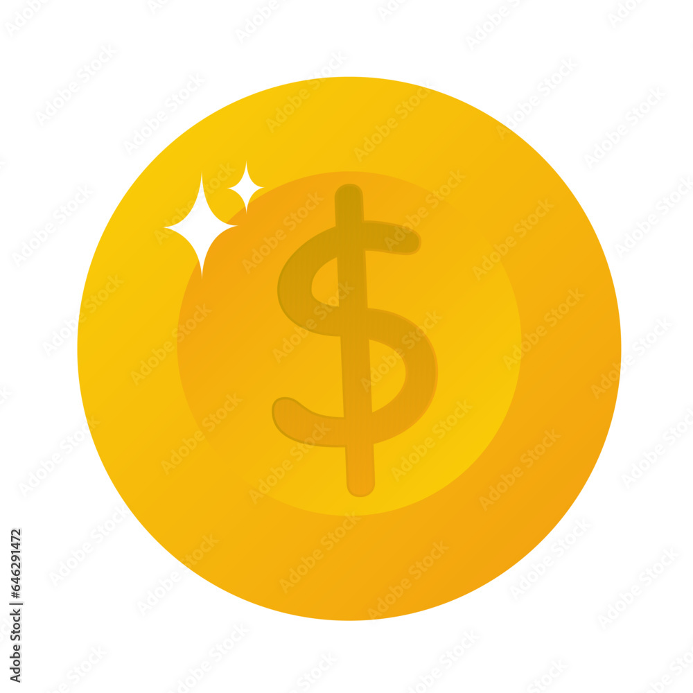 Gold coin on a white background. Game icon. Vector Gold coin on a white background. Game icon. Vector