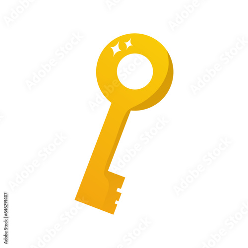 A golden key on a white background. Game icon. vector