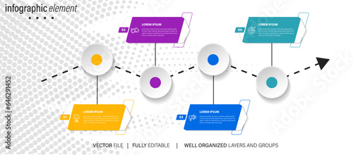 Infographic design template. Timeline concept with 4 steps
