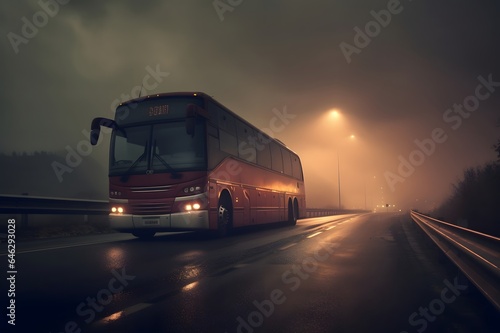 Bus on the highway at night
