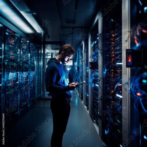 man at work in a data center 