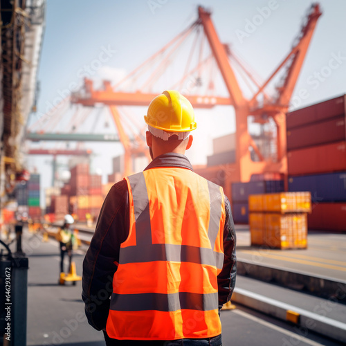 portrait of man on his back in a cargo port 