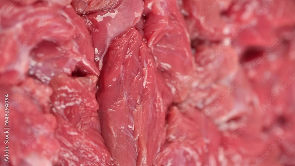Chopped raw beef meat, rotation. Vertical video Chopped raw beef meat, rotation. Vertical video