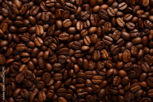 Coffee beans background. Close up view of roasted coffee beans