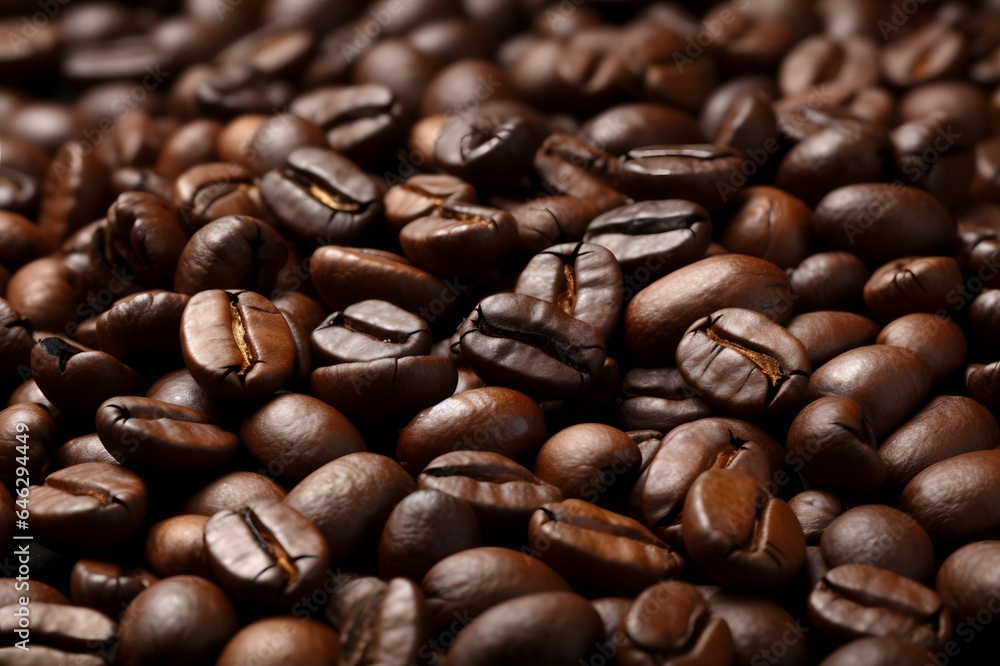Fototapeta premium Coffee beans background. Close up image of coffee beans