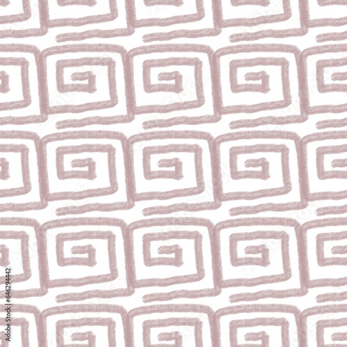 Seamless abstract geometric pattern. Simple ethnic background in beige, brown colors. Illustration. Abstract lines, meanders. Design for textile fabrics, wrapping paper, background, wallpaper, cover. photo