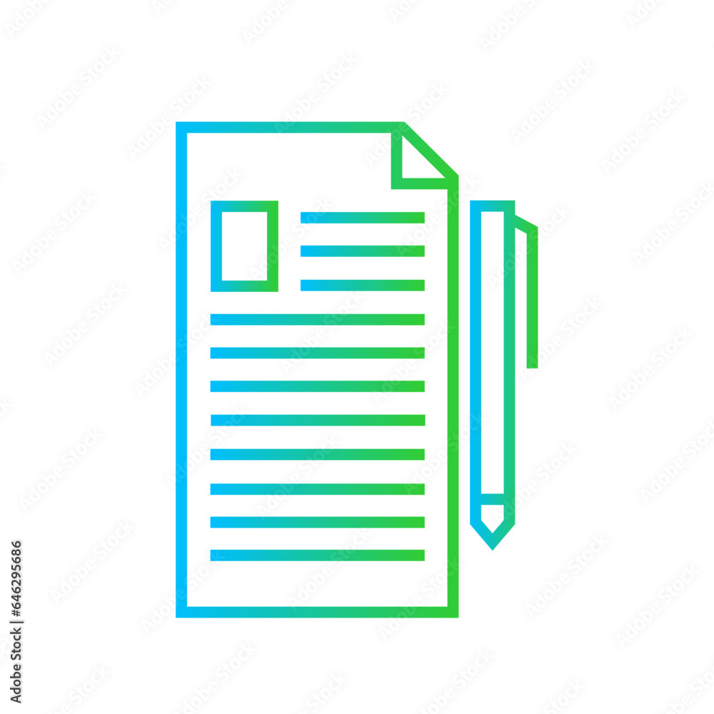 Contract human resources icon with blue and green gradient outline style. contract, business, symbol, document, sign, agreement, paper. Vector Illustration Contract human resources icon with blue and green gradient outline style. contract, business, symbol, document, sign, agreement, paper. Vector Illustration