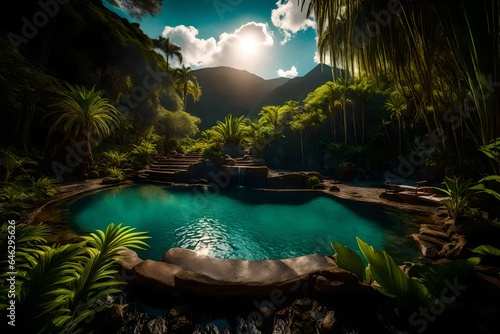 tropical pool at night AI Generated 