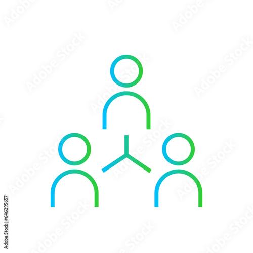 Structure human resources icon with blue and green gradient outline style. structure, business, outline, line, symbol, thin, network. Vector Illustration