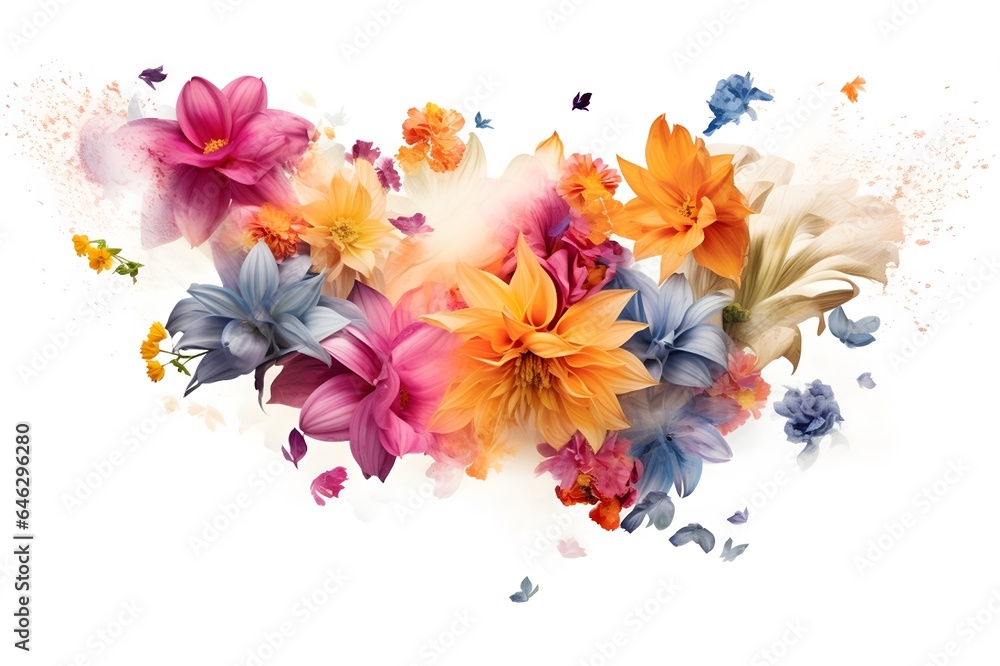 Colorful flowers on white background
