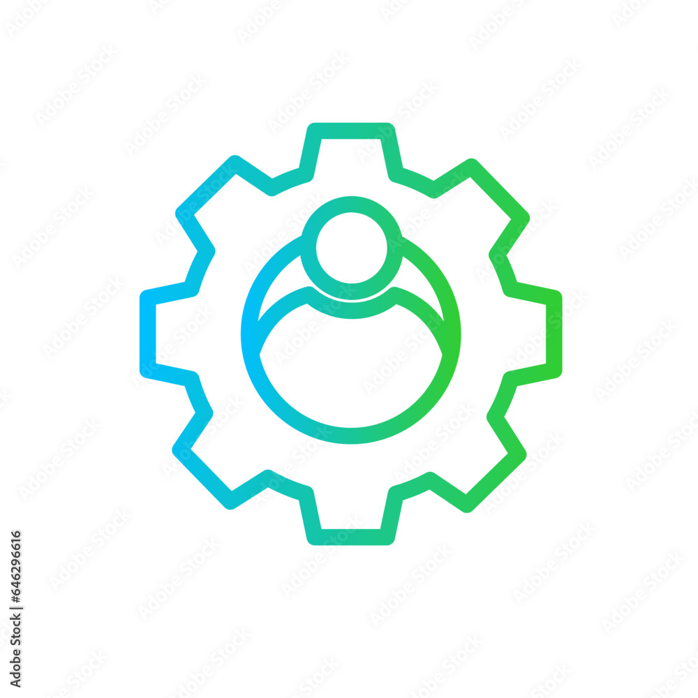 Human human resources icon with blue and green gradient outline style. human, line, set, business, team, people, group. Vector Illustration