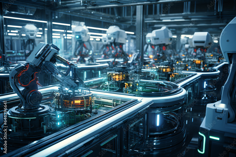 Fototapeta premium Futuristic machine production line