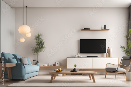 generative AI  Modern minimalist style hanging poster home living room decoration style