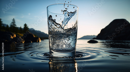 A glass of clean source water that is good for human health