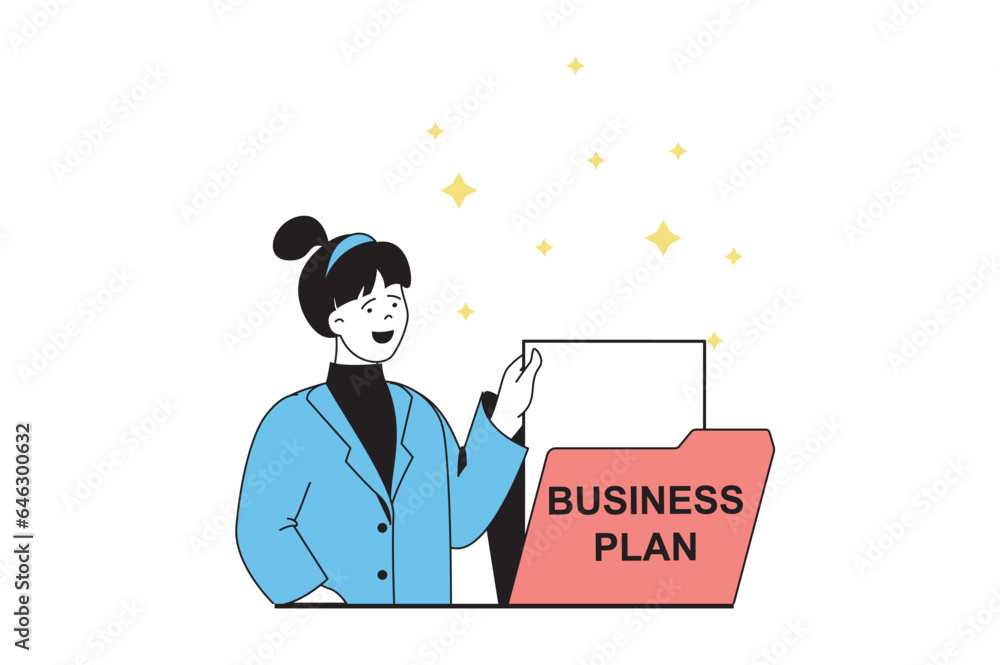 Startup business concept with people scene in flat web design. Woman creating new plan, leadership and entrepreneurship ambition. Vector illustration for social media banner, marketing material. Startup business concept with people scene in flat web design. Woman creating new plan, leadership and entrepreneurship ambition. Vector illustration for social media banner, marketing material.