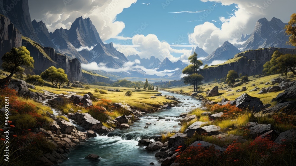 Nature's Majestic Symphony: Exploring the Enchanting Landscapes of Patagonia's Wonderland, generative AI