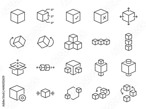 Module icon set. It included unit, block, api, product and more icons. Editable Vector Stroke.
