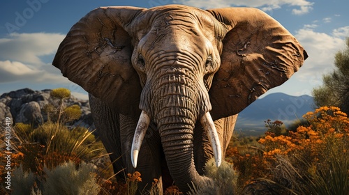 elephant with savanna view © MBRAMO