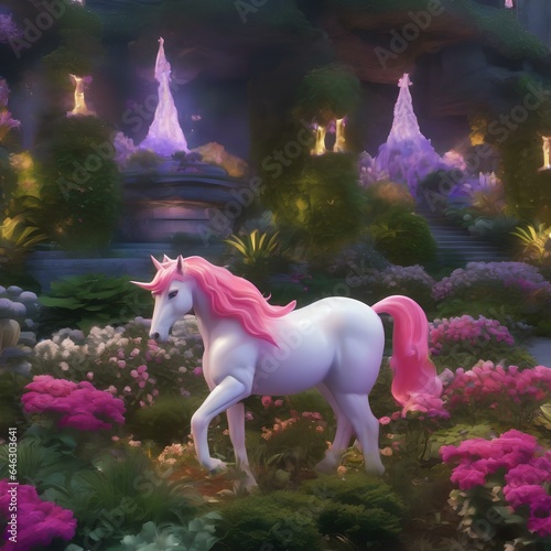 A garden where flowers bloom in the shape of mythical creatures, like unicorns and dragons2