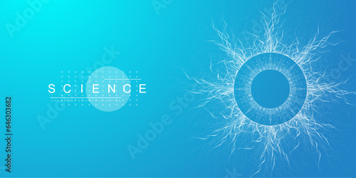 Molecular abstract structure background. Scientific vector illustration with molecule DNA. Medical, science and technology concept for banner template or header.