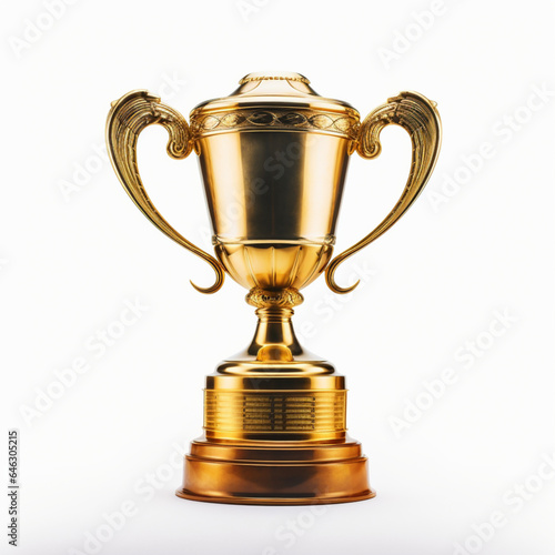 Golden trophy on white background. Generative AI