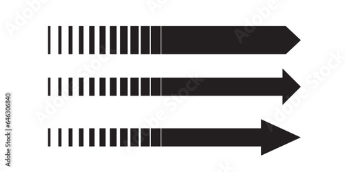 Straight long arrow. Black roughen straight long arrows vector isolated illustration