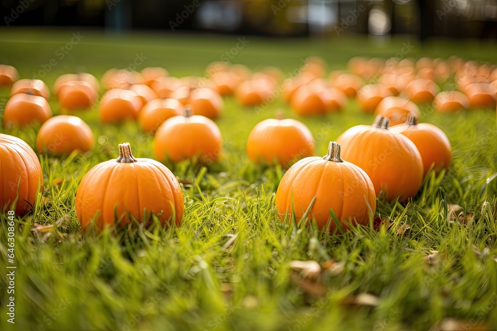 Many pumpkins ready to decorate houses at Halloween. Generative AI Many pumpkins ready to decorate houses at Halloween. Generative AI