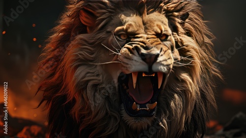 The Lion Roars with his fierce face