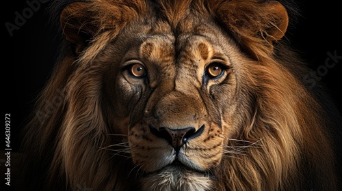 The male lion looks proud standing with sharp eyes © MBRAMO