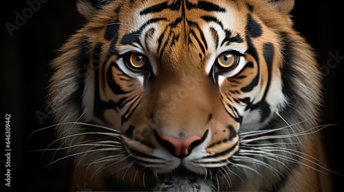Tiger portrait and facing forward. Wild animals © MBRAMO