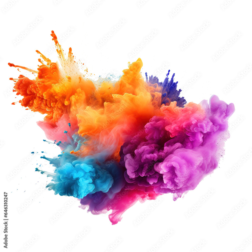 Splashes of multicolored powder paint