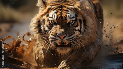 Tigers run on the plains and chase their prey