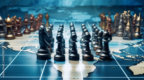 Concept of geopolitics or worldwide economy. chess