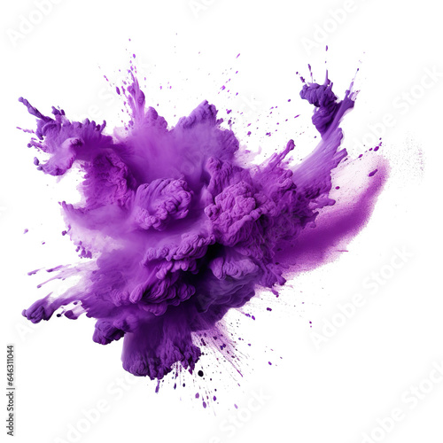 Purple paint powder splashes