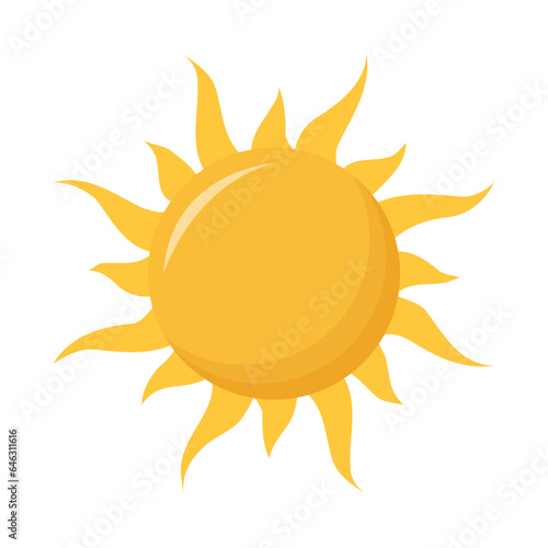 Vector sun with rays. Isolated on a white background. Sun icon. Flat design. 