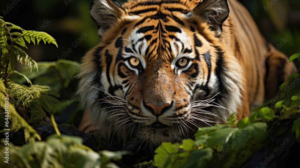 Wild tiger roaming in nature Wild tiger roaming in nature