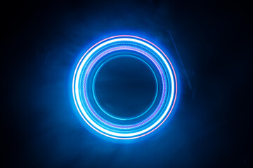 Music Dj concept. Trail of fire and smoke on vinyl record. Burning vinyl disk. Turntable vinyl record play Selective focus