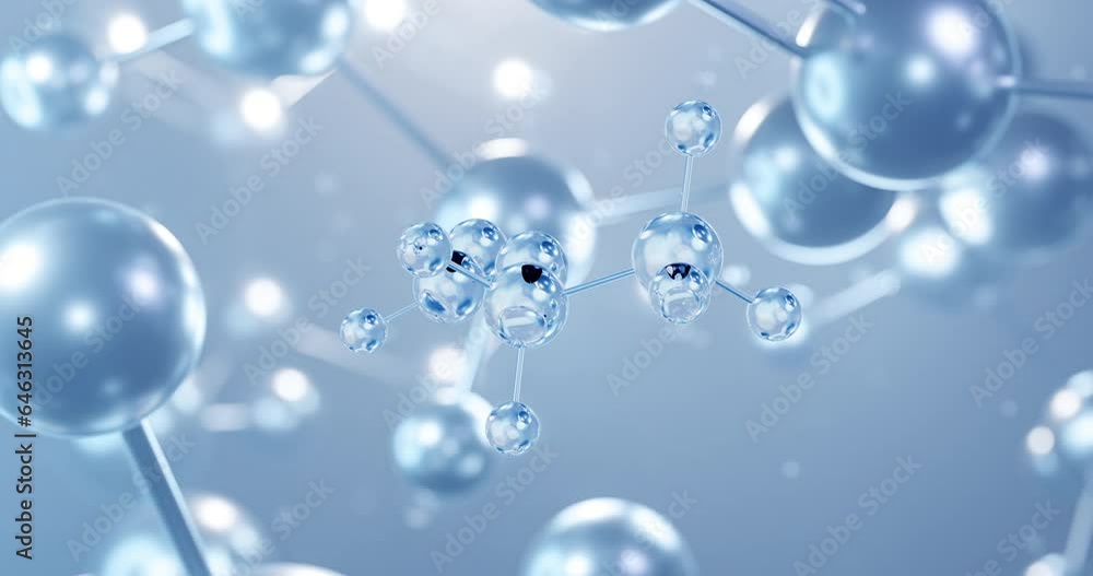 Ethyl formate, rotating 3D model of ester under a microscope, seamless looped video, molecular structure with selective focus Ethyl formate, rotating 3D model of ester under a microscope, seamless looped video, molecular structure with selective focus