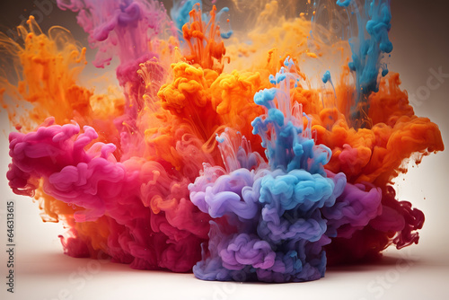 In a controlled environment, two chemicals mix, resulting in a fascinating display of colors and cloud formations, demonstrating chemistry in action