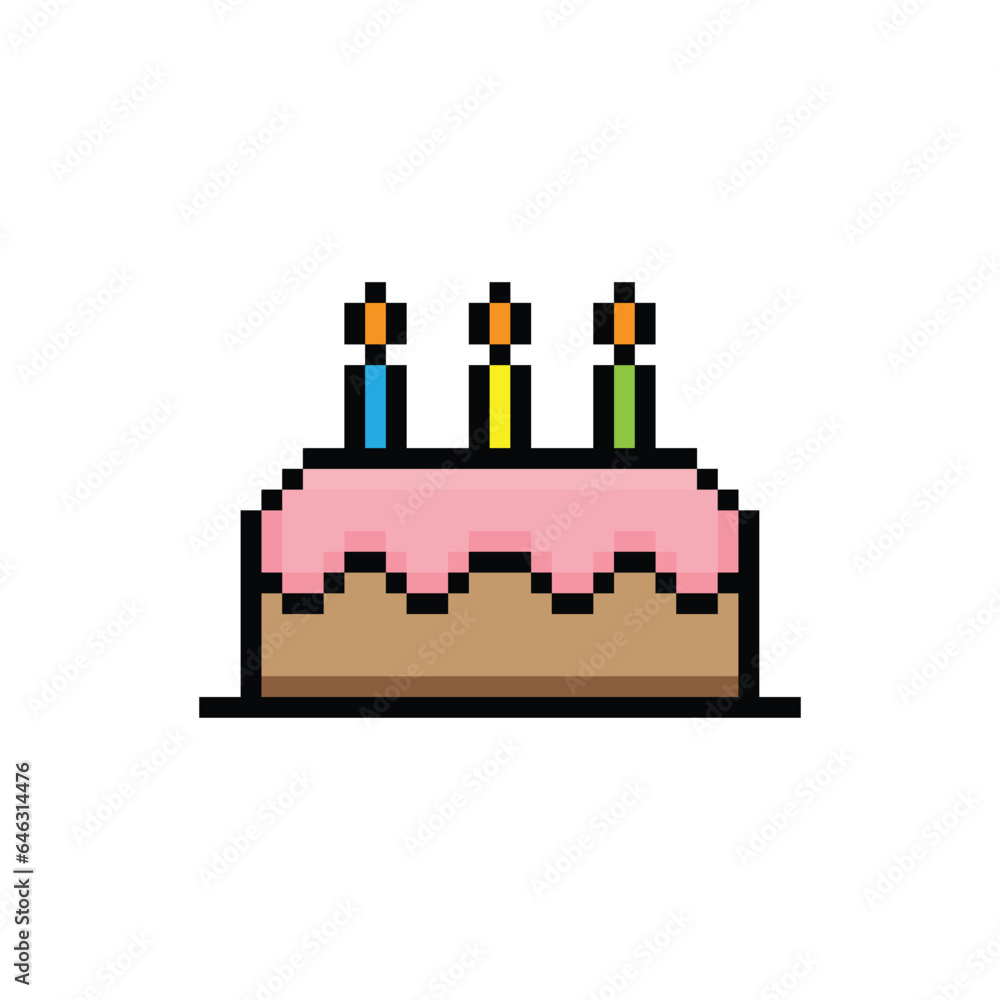 Vector Pixel Art Isolated Cartoon Stock Illustration - Download Image Now -  Cake, Pixel Art, Birthday Cake - iStock