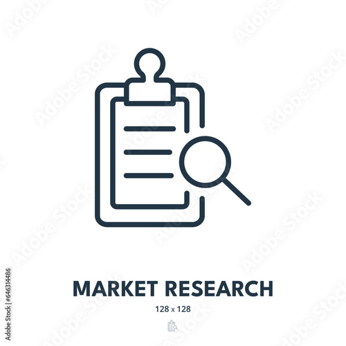 Market Research Icon. Explore, Analysis, Analyzing. Editable Stroke. Simple Vector Icon