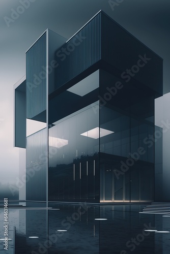 New and modern glass business center, Illustration generative AI