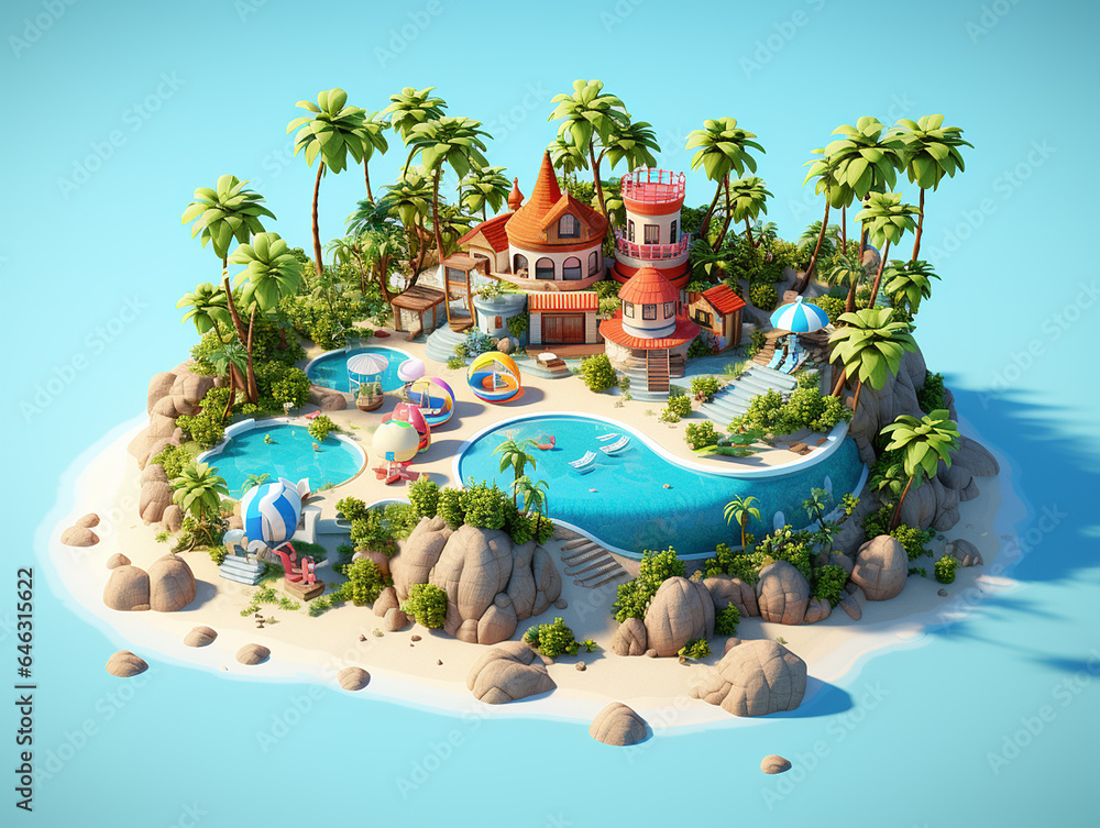 Fototapeta premium isometric summer beach