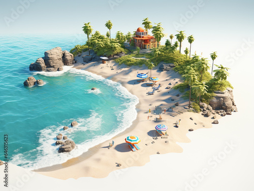  isometric summer beach