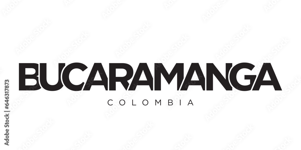 Obraz premium Bucaramanga in the Colombia emblem. The design features a geometric style, vector illustration with bold typography in a modern font. The graphic slogan lettering.