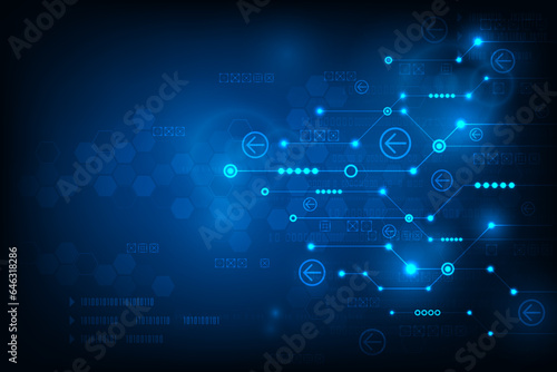 Vector abstract circuit with blue light Illustration graphics background.