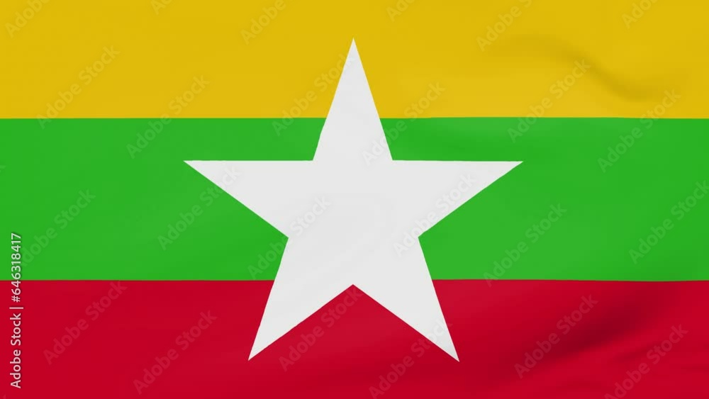 Myanmar flag waving animated background Myanmar flag waving animated background