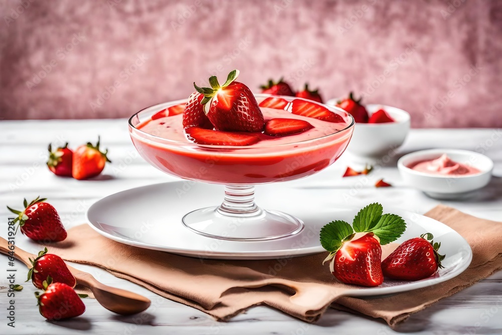 creamy dessert with strawberries creamy dessert with strawberries