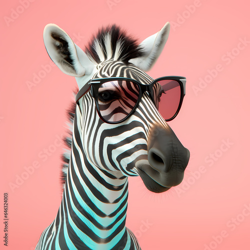 Creative animal with sunglasses on a pastel-coloured background