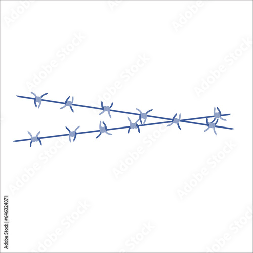 Sharp barbed wire fence barrier frame illustration